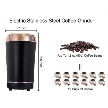 Meidong Coffee Grinder Electric, Stainless Steel Blade Grinder for Coffee Espresso Latte Mochas, Noiseless Operation, Evently Grinding for Coffee Beans Spice Nut Seed Grains